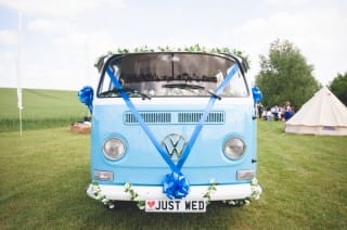 Volkswagen camper van festival wedding
