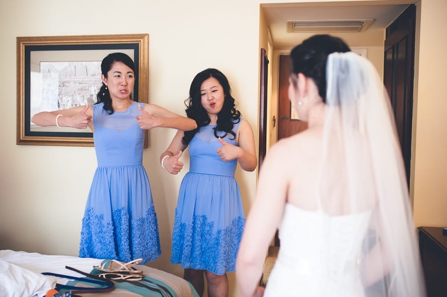 funny bridesmaid reaction Alternative wedding photographer london